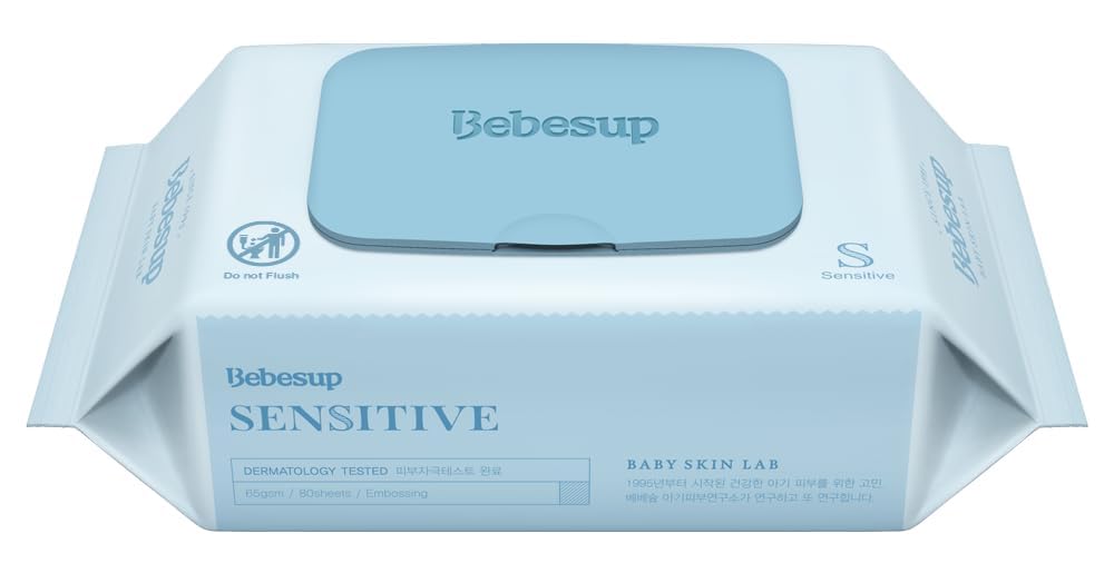 BEBESUP- Korea's #1 Light Baby Wipes - Safe even for Atopic Skin Hypoallergenic Water-Based Unscented Alcohol & Paraben-Free Organic Flip-Top Plant Based Organic Baby Wipes (640 Count 8 Packs)
