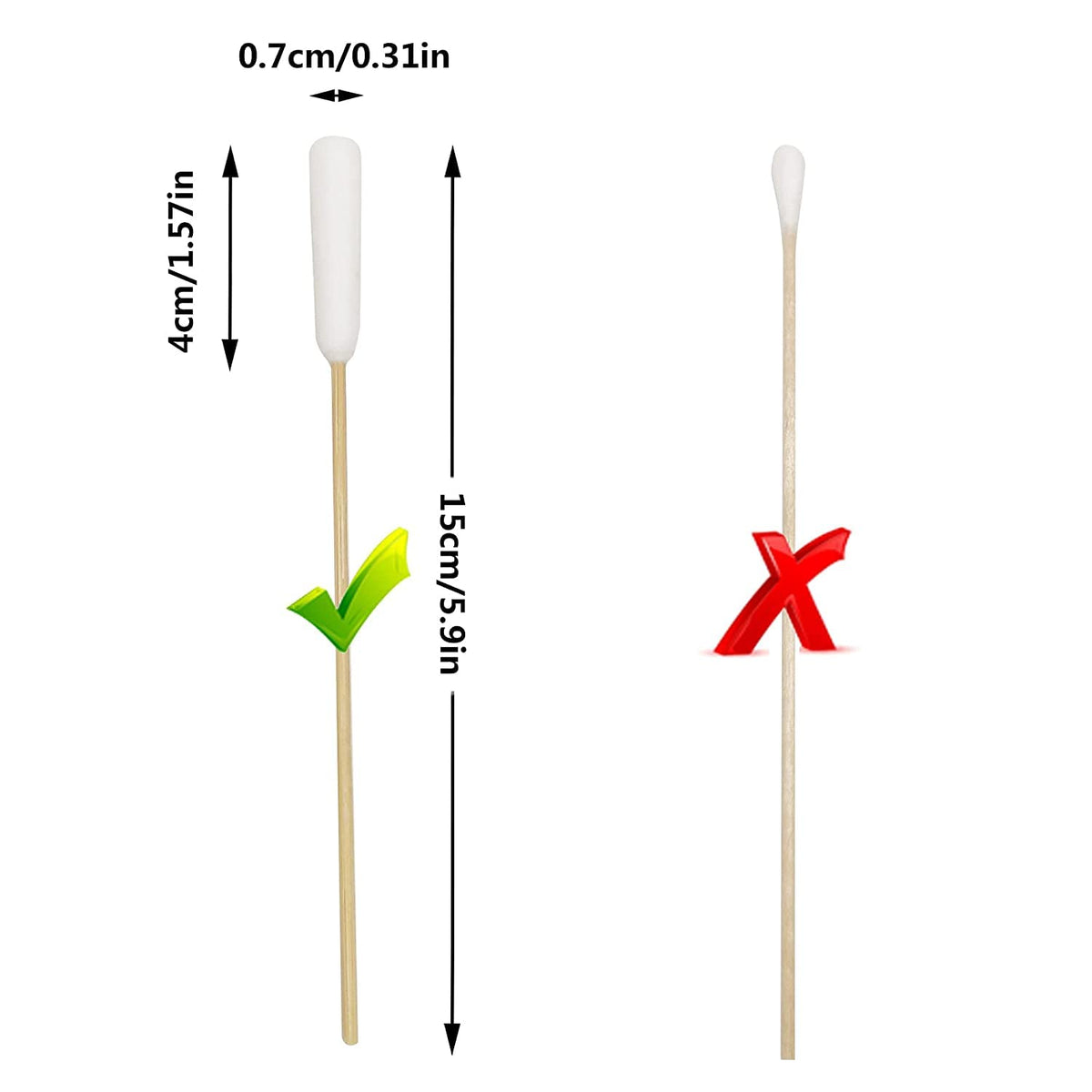 6 Inch Long Cotton Swabs of Medium&Large Pets Ears Cleaning,Makeup 200pcs