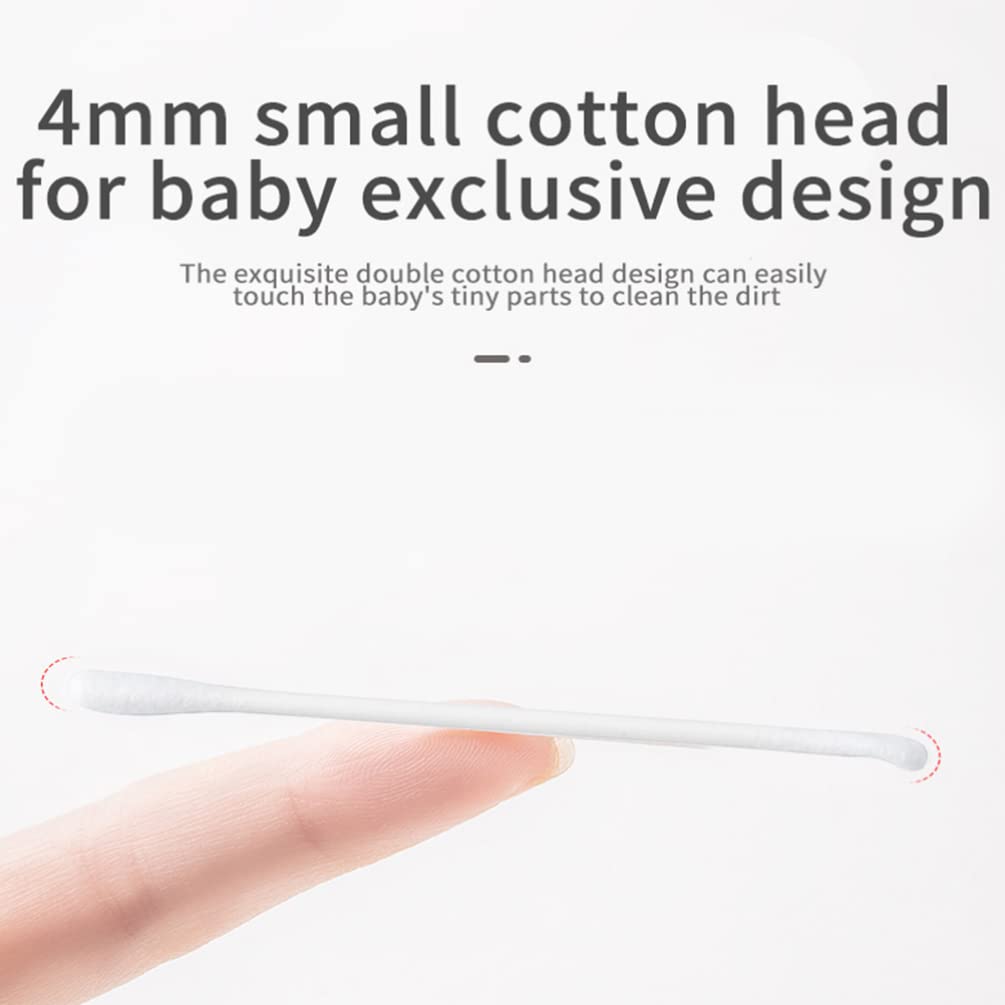 Kisangel 200Pcs Baby Cotton Swabs Paper Double-End Cotton Buds Cotton Ear Cleaners Safety Swabs Cleaning Sticks for Ear Nose Clean