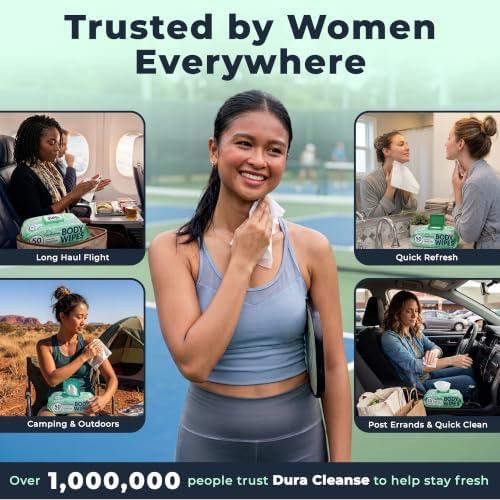 Body Wipes for Women - Gentle - No Rinse Bathing Wipes - 50 Ct + 4 Travel