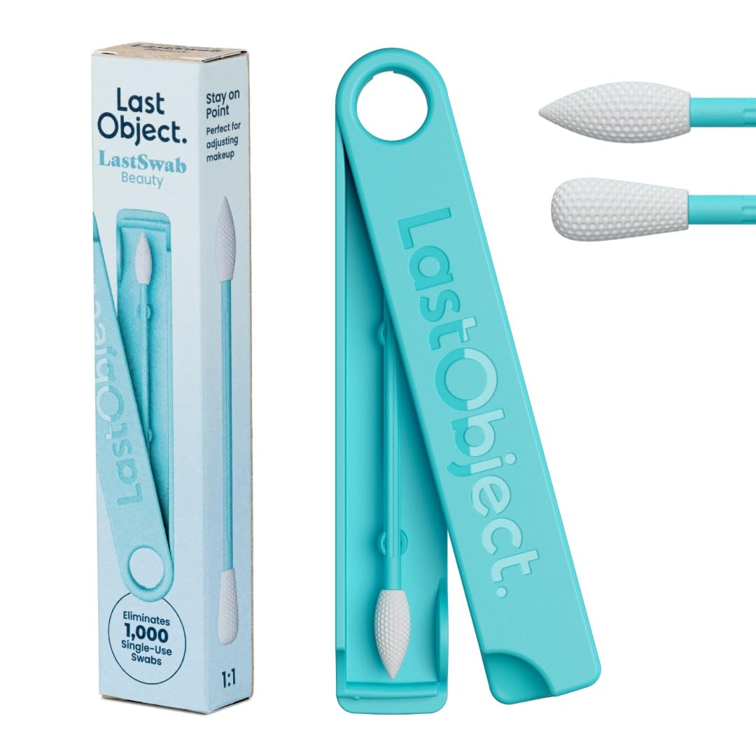LastSwab® Reusable Cotton Swabs & Reusable Q-Tips - Washable Silicone Ear Swabs, Ear Cleaner & Wax Removal Tool - Eco-Friendly Zero Waste Single-Use Qtips Alternative - Travel Case Holder - Turquoise