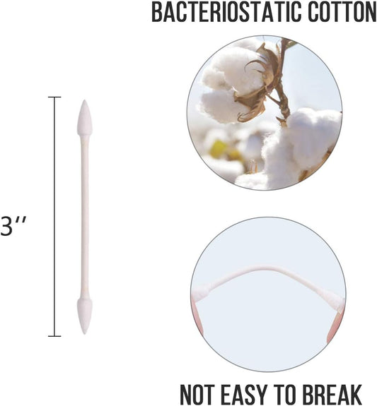 Precision Tip Cotton Swabs for Makeup,800 Count Double-Tipped Cotton Swabs with Paper Stick, 4 Packs, 200 Pieces 1 Pack (Pointed Shape)