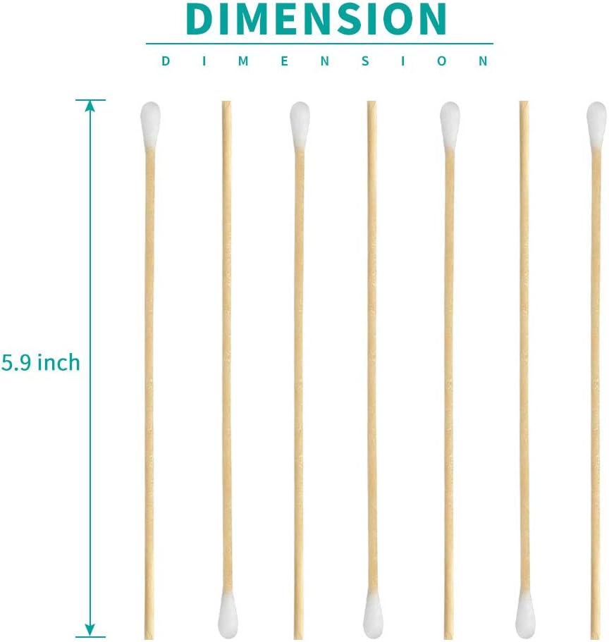 Yinghezu 200 Pcs 6 Inch Wooden Cotton Swabs for Makeup and Ear Cleaning