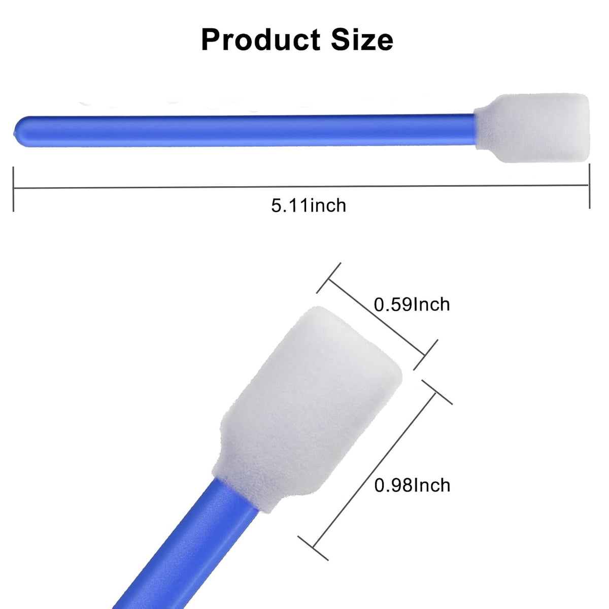200pcs 5.11" Square Rectangle Foam Cleaning Swab Sticks (Blue)