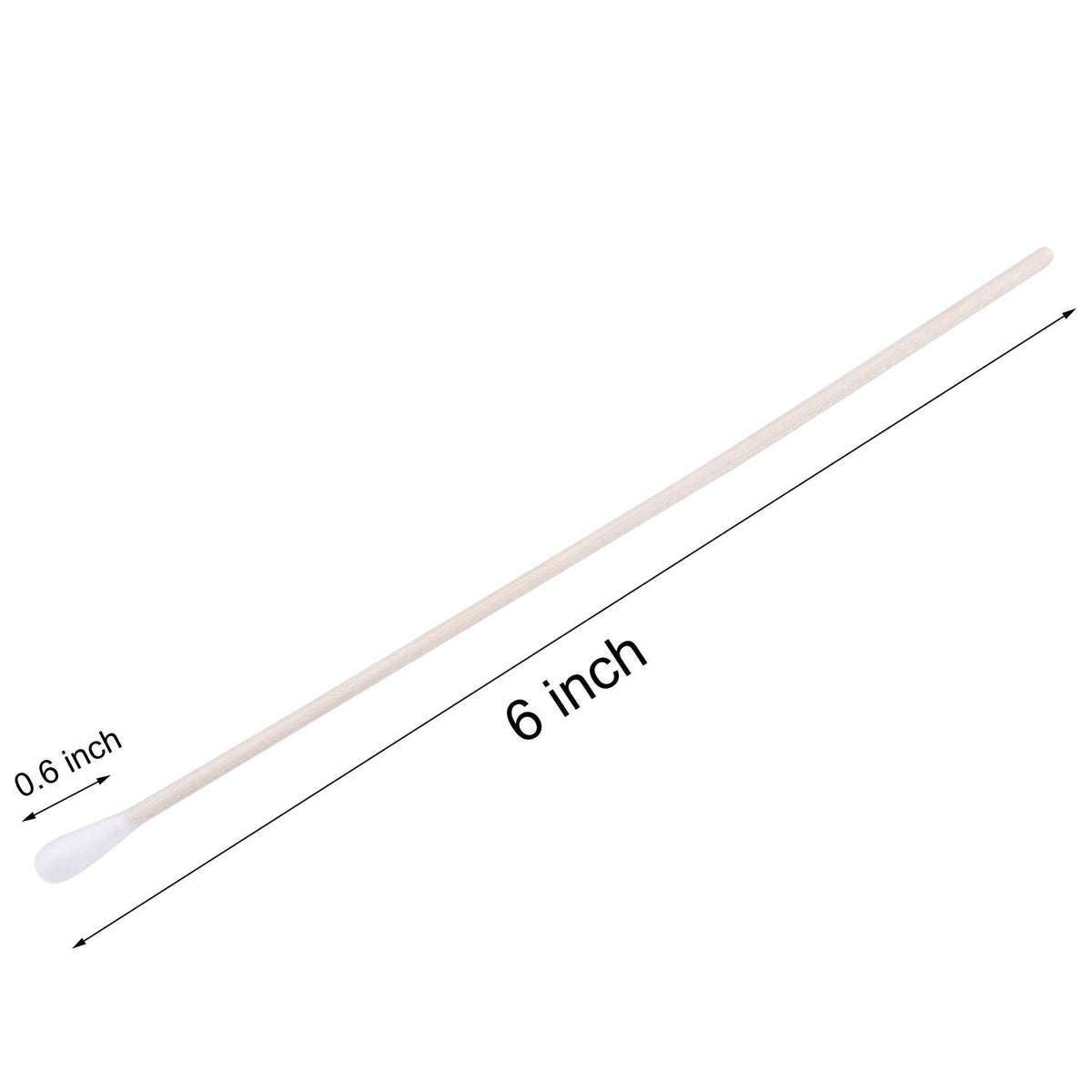 6" Cotton Swabs Wooden Handles Cotton Tipped Applicator Wood Sticks with Single Tip for Gun Cleaning, Wound Clean, Makeup, Removal Residue Tbestmax (500)