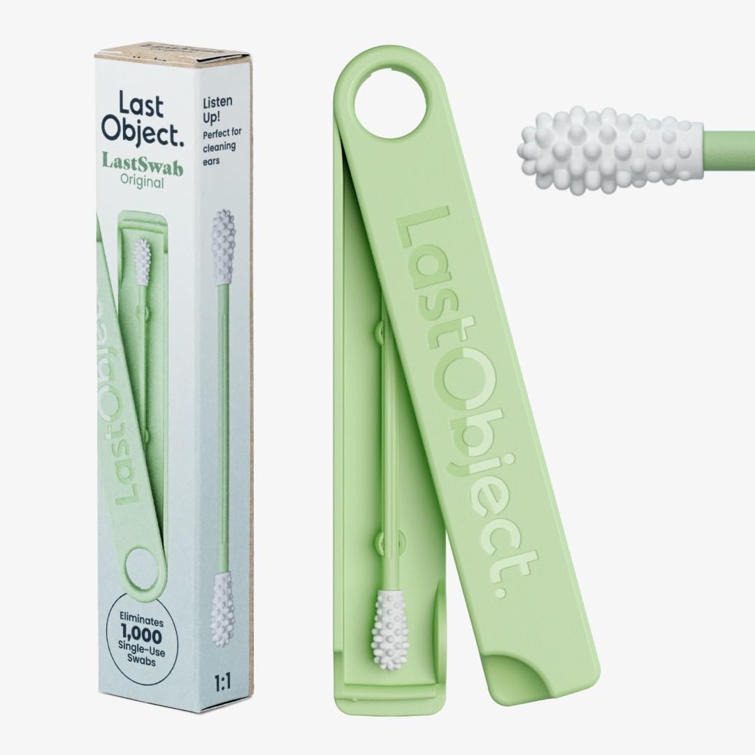 LastSwab® Reusable Cotton Swabs & Reusable Q-Tips - Washable Silicone Ear Swabs, Ear Cleaner & Wax Removal Tool - Eco-Friendly Zero Waste Single-Use Qtips Alternative - Travel Case Holder - Turquoise