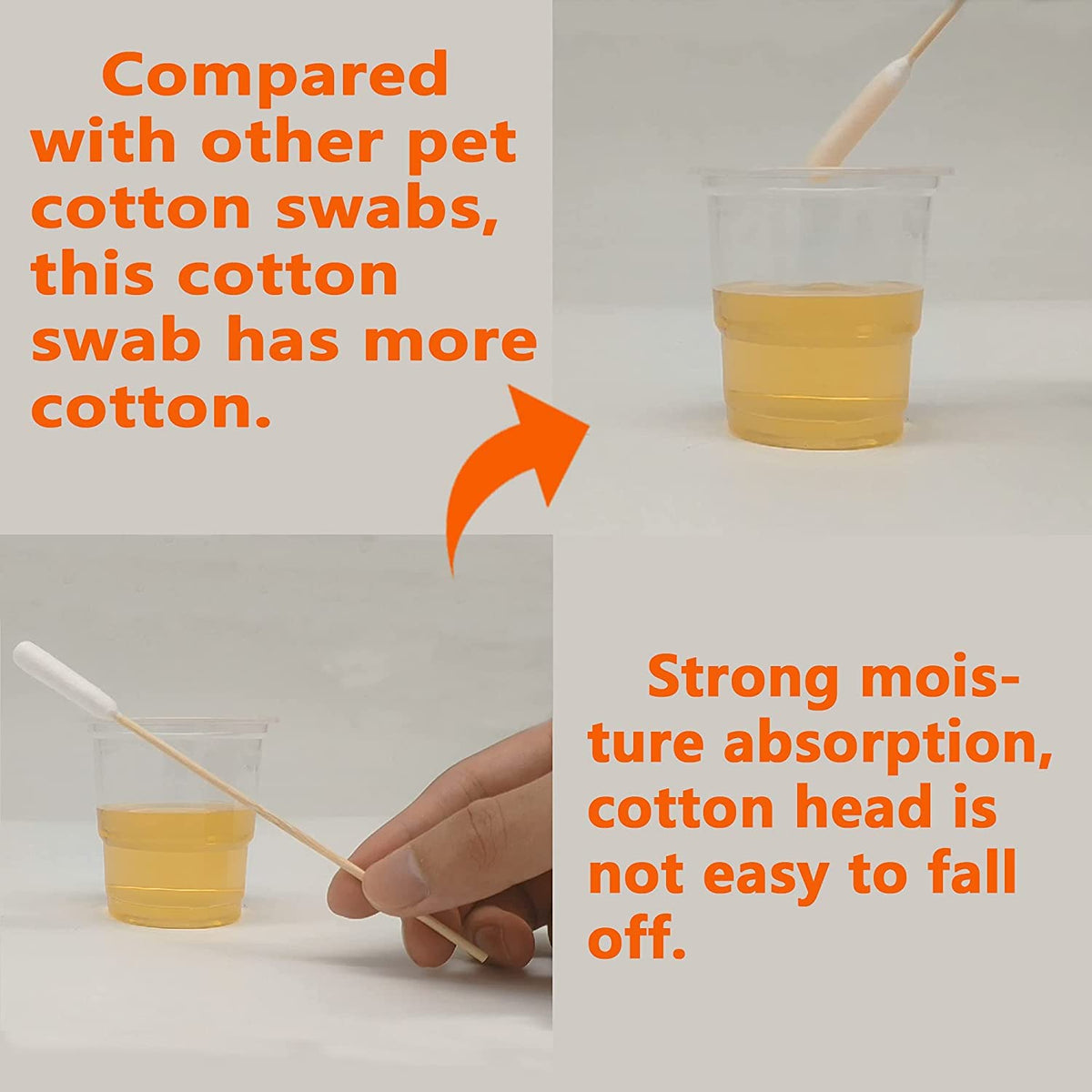 6 Inch Long Cotton Swabs of Medium&Large Pets Ears Cleaning,Makeup 200pcs
