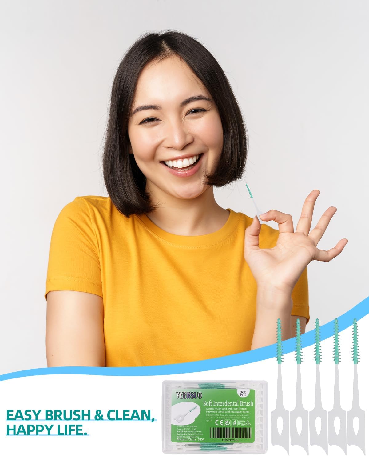 300PCS Soft Toothpick, Dental Floss Picks for Teeth Cleaning, Green