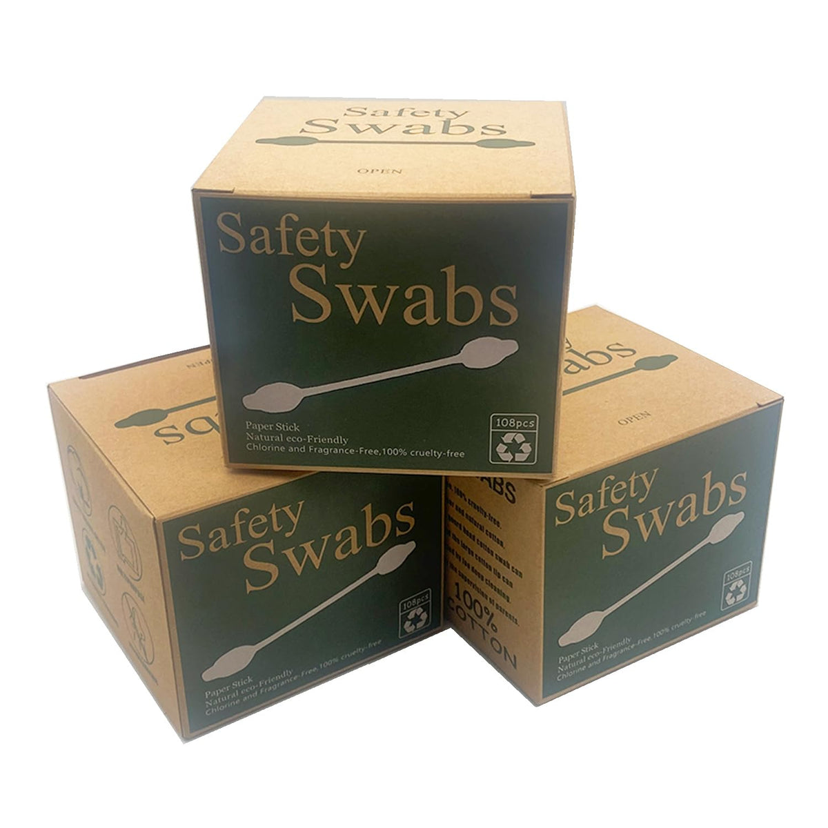 160Pcs Safety Cotton Swabs,Baby cottonbuds Large tip with Paper Stick