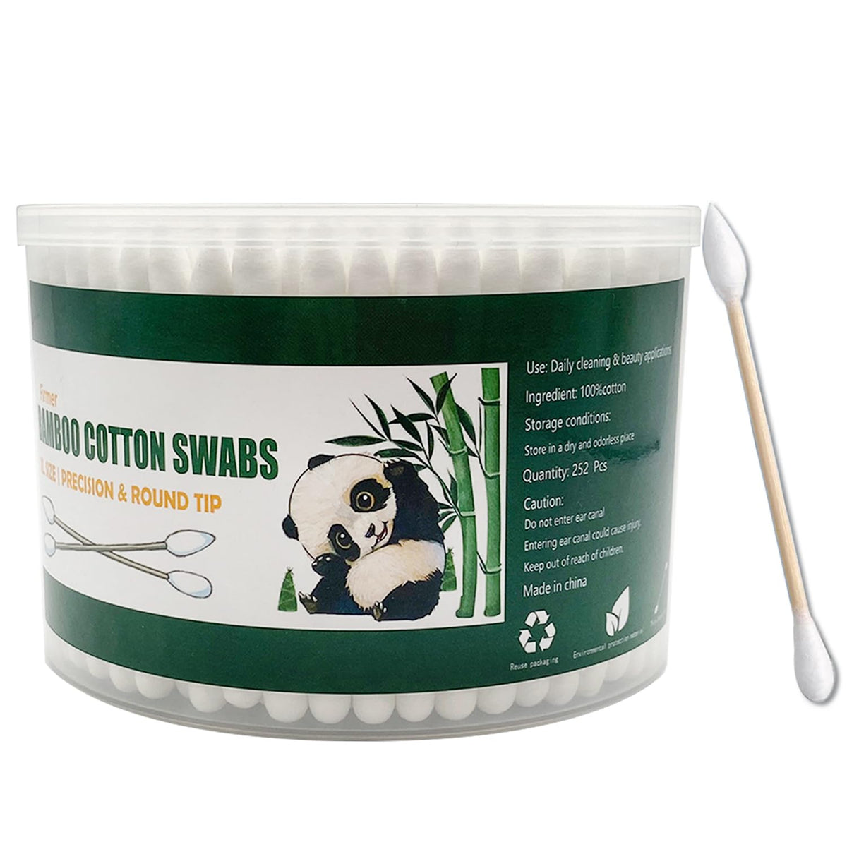 Thick Cotton Swabs,XL Size Natural Bamboo Cotton Buds,Organic Biodegradable, Large Double Tips Swabs, Extra Absorbent Cotton Swabs For Cleaning