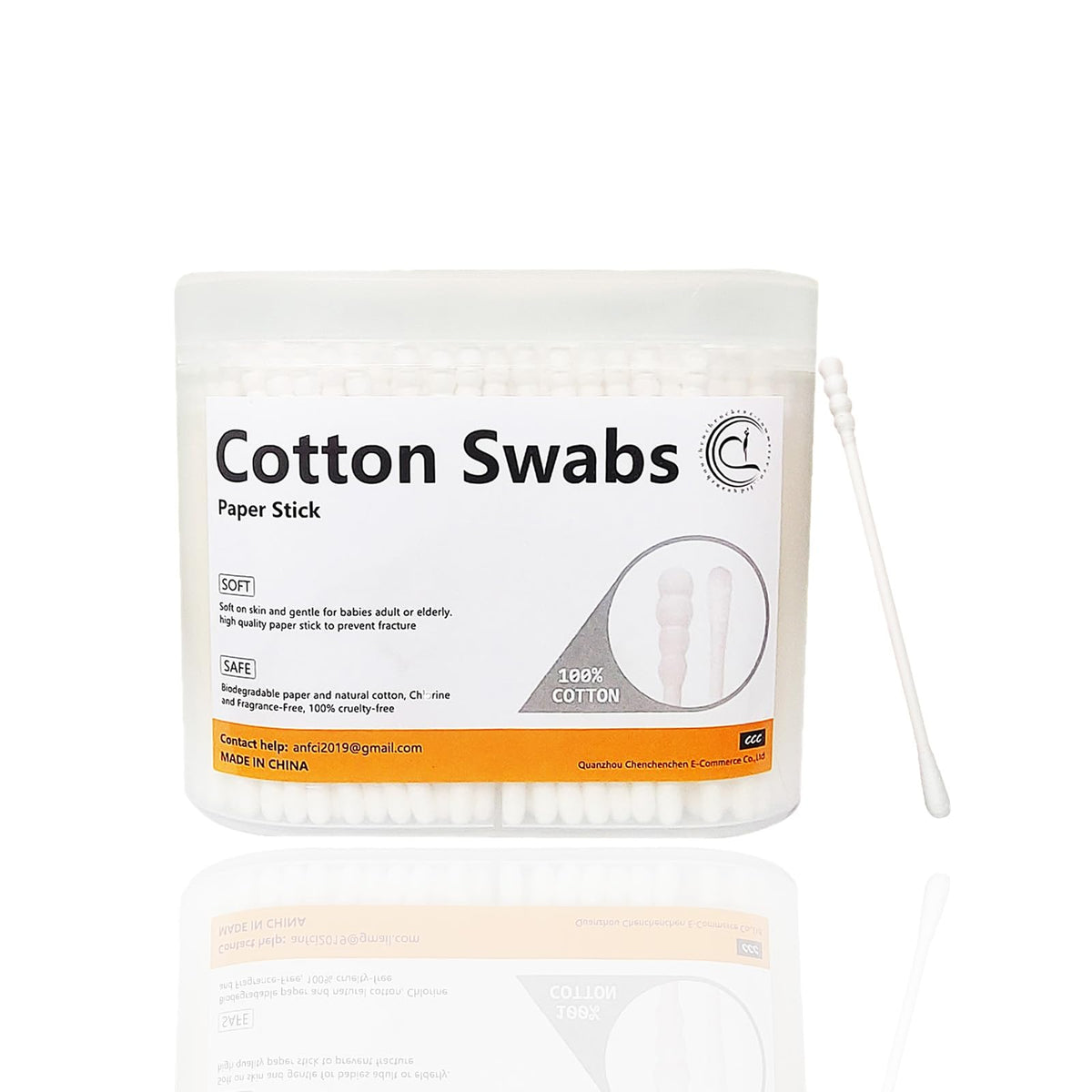 1000 Count Mini Cotton Swabs, Spiral/Round Cotton Swab with Paper Stick for Personal Care and Cleaning