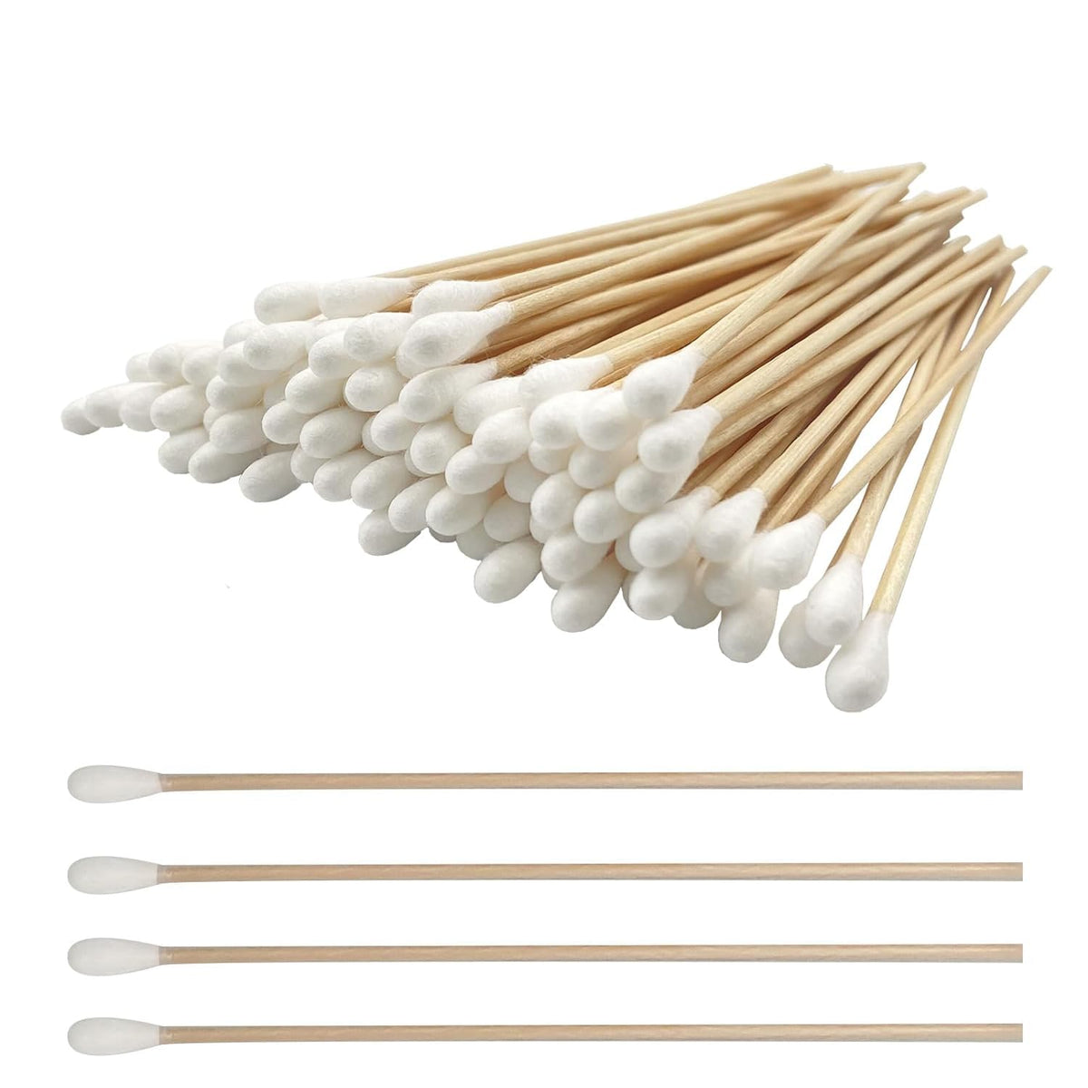 6 Inch Long Cotton Swabs,500pcs Cotton Swabs,Long Cotton Swabs with Wooden Handle,Great for Gun Cleaning,Pet Care and Makeup