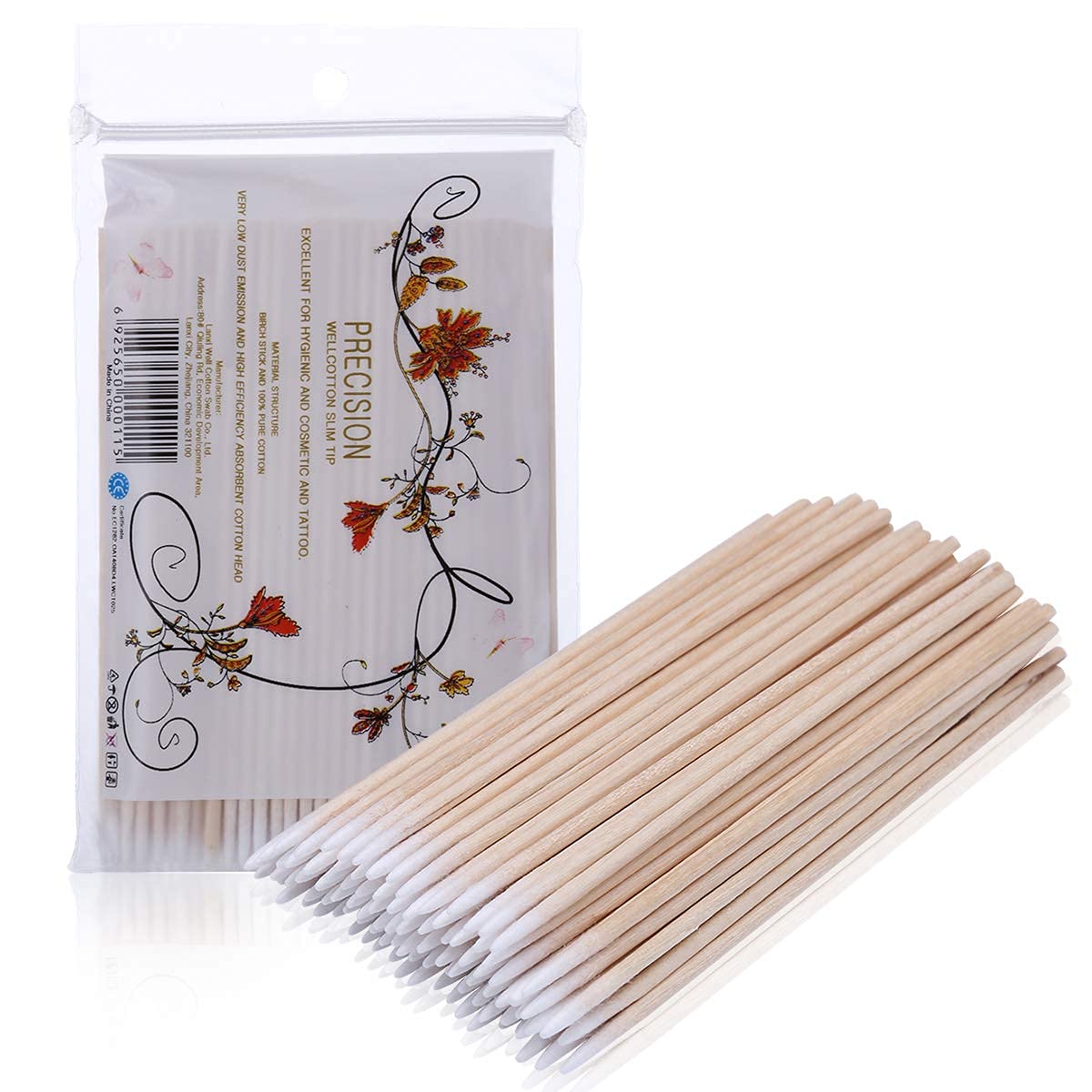 1200 Count 3" Pointed Cotton Swabs Double Precision Tip Cotton Buds with Paper Stick for Makeup