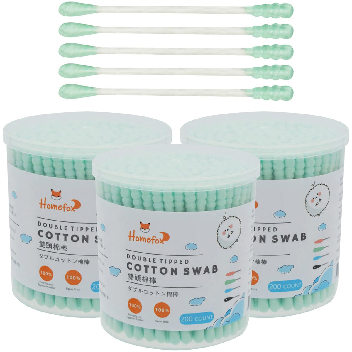 Cotton Swabs Spiral - 600 Count Organic Cotton Buds Double Side Tightly Wrapped Cotton Tips Paper Stick Soft Gentle Lint-Free Cruelty-Free, Round & Spiral (White)