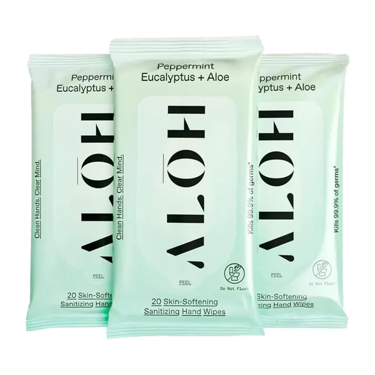 ALŌH Peppermint Eucalyptus + Aloe Hand Sanitizer Wipes, Travel Size