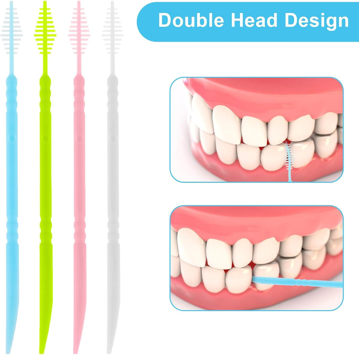 WLLHYF 200Pcs Double Head 50pcs/Box Plastic Toothpick Double-Head Dental Toothpicks Dental Floss Interdental Toothpick Brush Teeth Stick
