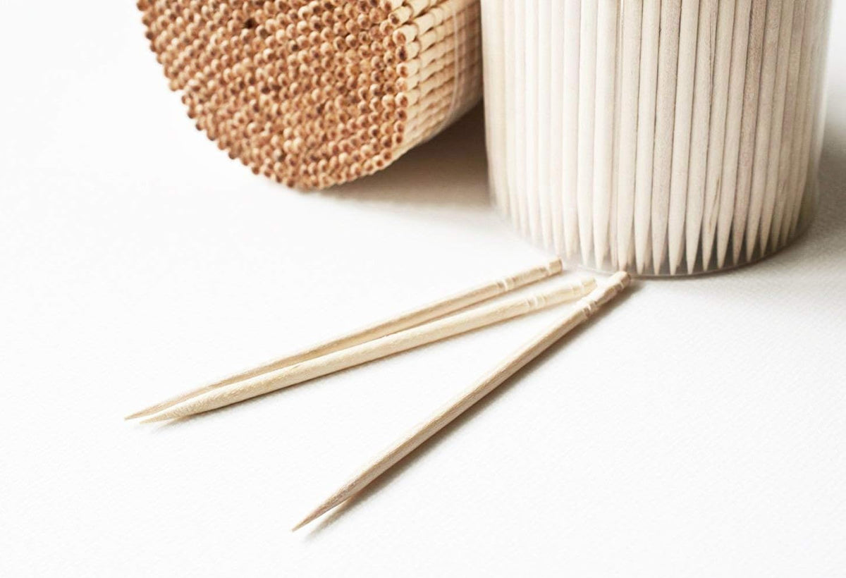 1000 Wooden Toothpicks Ornate Handle in Toothpicks Holder 2 Packs of 500