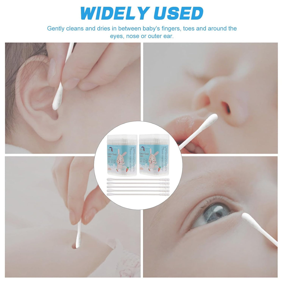 400PCS Cotton Swabs, Cotton Buds Swabs Cleaner Double Round Cotton Tip Cleaning Swabs with Paper Stick for Cleaning Ear Nose nose swabs Makeup chidren ear nose cotton sticks