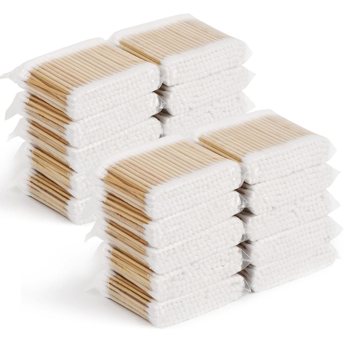 Cotton Swabs 2000ct (20 Pack) With Wooden Sticks, Double-Tipped Cotton Buds