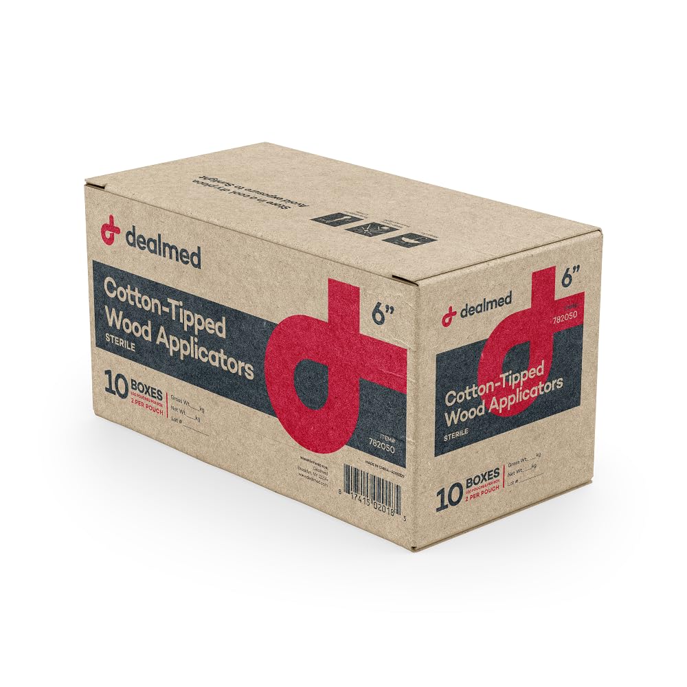 Dealmed 6 in Sterile Cotton-Tipped Applicators - 200 Count