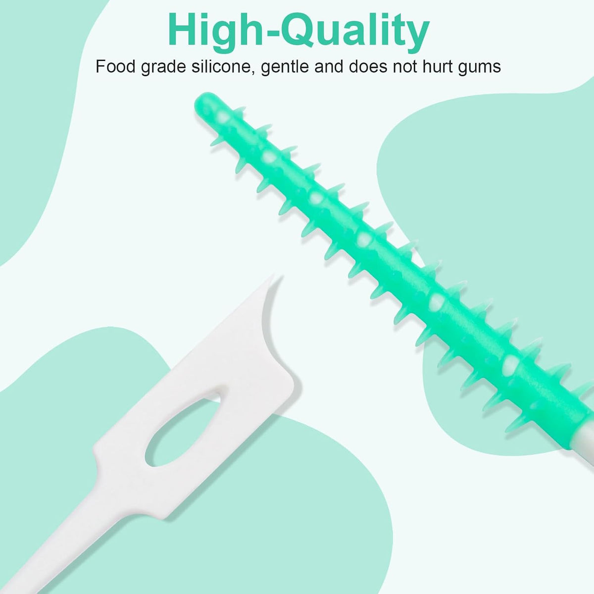 Dental Floss Picks, 200 Count, Soft Rubber Brush Head, Interdental Brushes with Convenient Carry Case,Dual-Ended Toothpick Travel Teeth Cleaning Tools (Green)