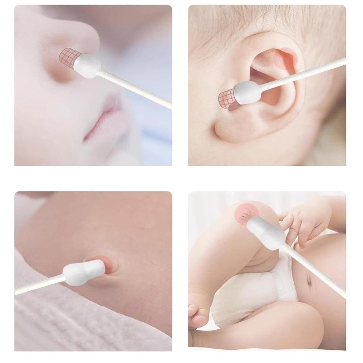 Safety Cotton Swabs with Large Tips for Newborn, Babies,Infants, Kids, Children Cotton Buds 216pcs