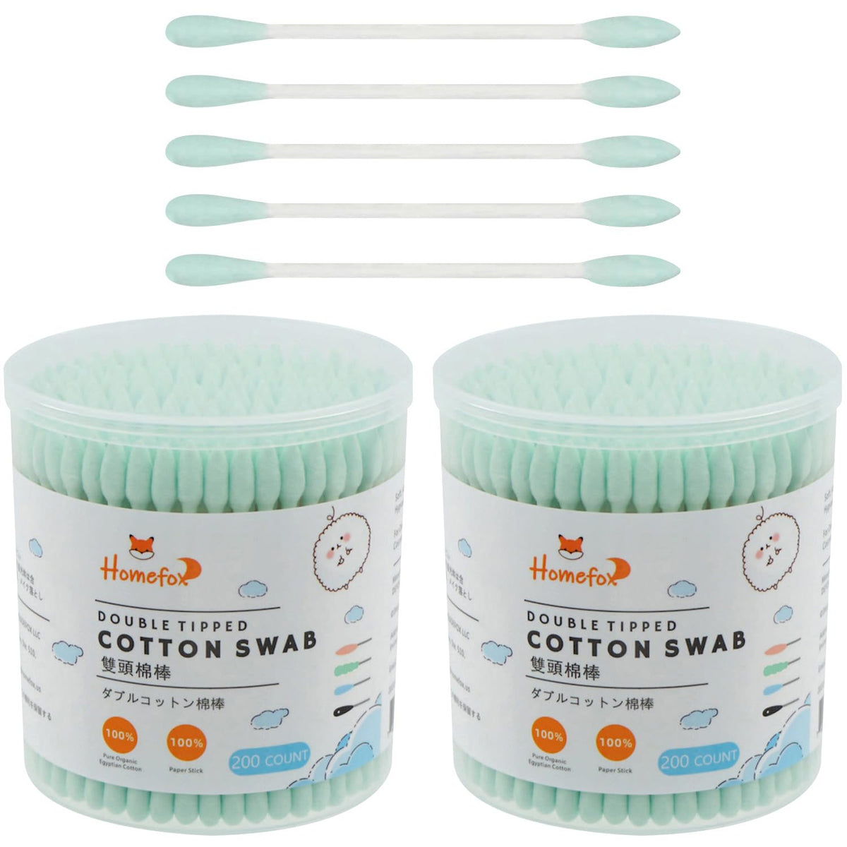 Cotton Swabs Precision Pointed - 400 Count Pointy Organic Cotton Buds Double Side Tightly Wrapped Cotton Tips Paper Stick Soft Gentle Lint-Free Cruelty-Free, Pointy & Round (White)
