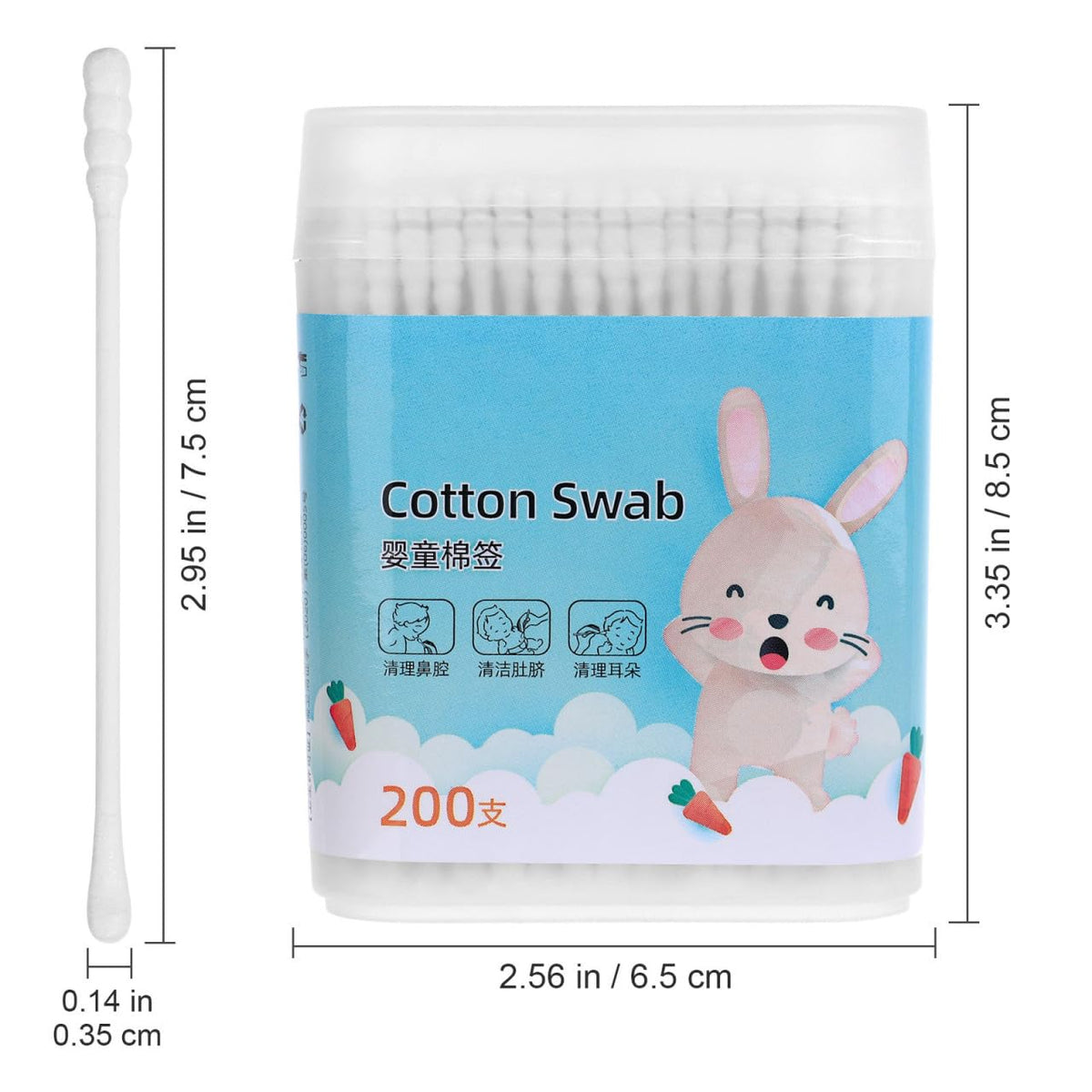 Kisangel Baby Cotton Swabs 400 Pcs Double-Ended Round Spiral Head Cotton Baby Swab for Ear Nose Cleaning Gentle Care Finger Toe and Eye Area Cleaning 2 Boxes