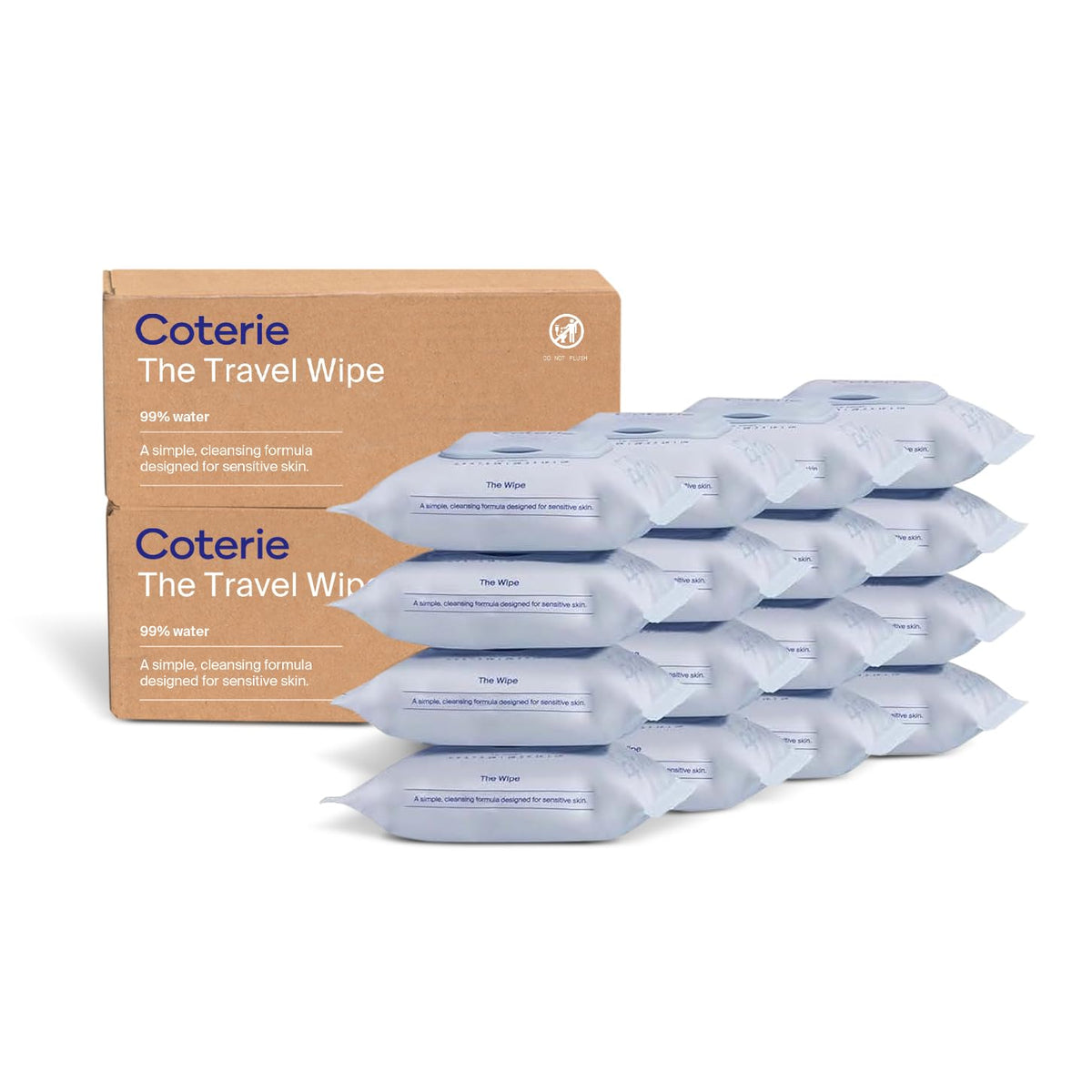 Coterie Baby Wipes for Sensitive Skin, Plant-Based and Plastic-Free Fibers, 99% Water, Hypoallergenic, pH Balanced, Unscented, Clean and Gentle Baby Essentials, 16 Pack, 896 Count