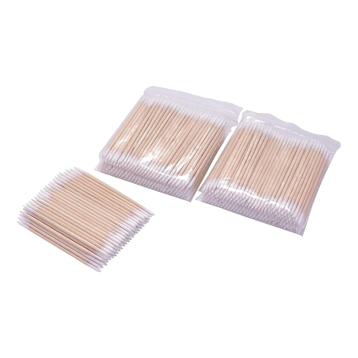 1000pcs Double Side Wood Cotton Swab Microbrush Eyelash Sticks Cleaning Swabs Nails Ear Toothpicks Cosmetic Eye Lash Glue Removing Tools (500PCS)