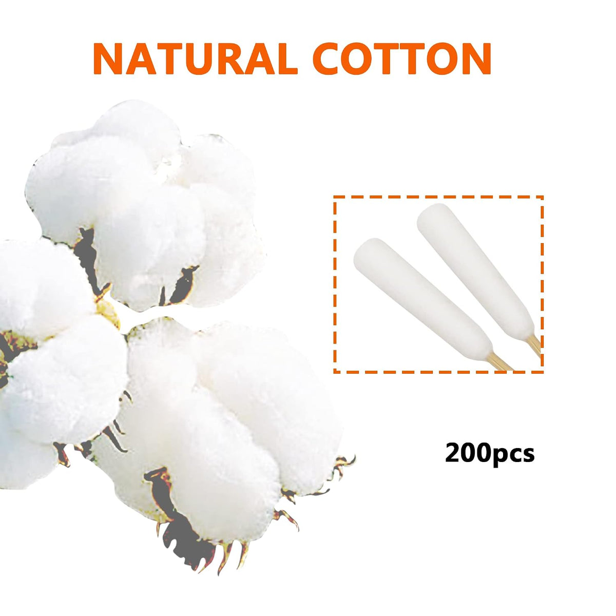 6 Inch Long Cotton Swabs of Medium&Large Pets Ears Cleaning,Makeup 200pcs