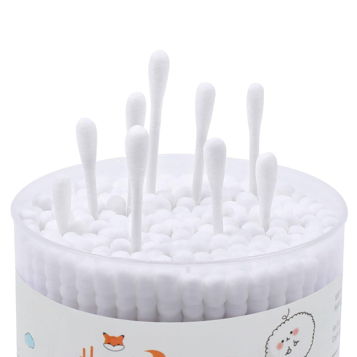 Cotton Swabs Spiral Slim - 400 Count Organic Cotton Buds Double Side Tightly Wrapped Cotton Tips Paper Stick Soft Gentle Lint-Free Cruelty-Free, Round & Spiral (White)