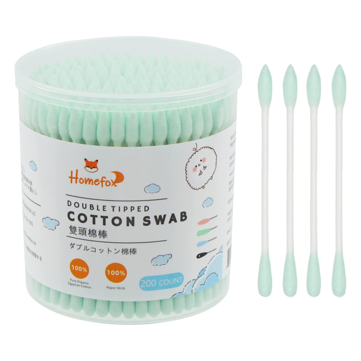 Cotton Swabs Precision Pointed - 400 Count Pointy Organic Cotton Buds Double Side Tightly Wrapped Cotton Tips Paper Stick Soft Gentle Lint-Free Cruelty-Free, Pointy & Round (White)