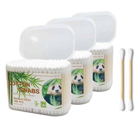 900pcs Bamboo Cotton Swabs, Biodegradable Wooden Cotton Buds