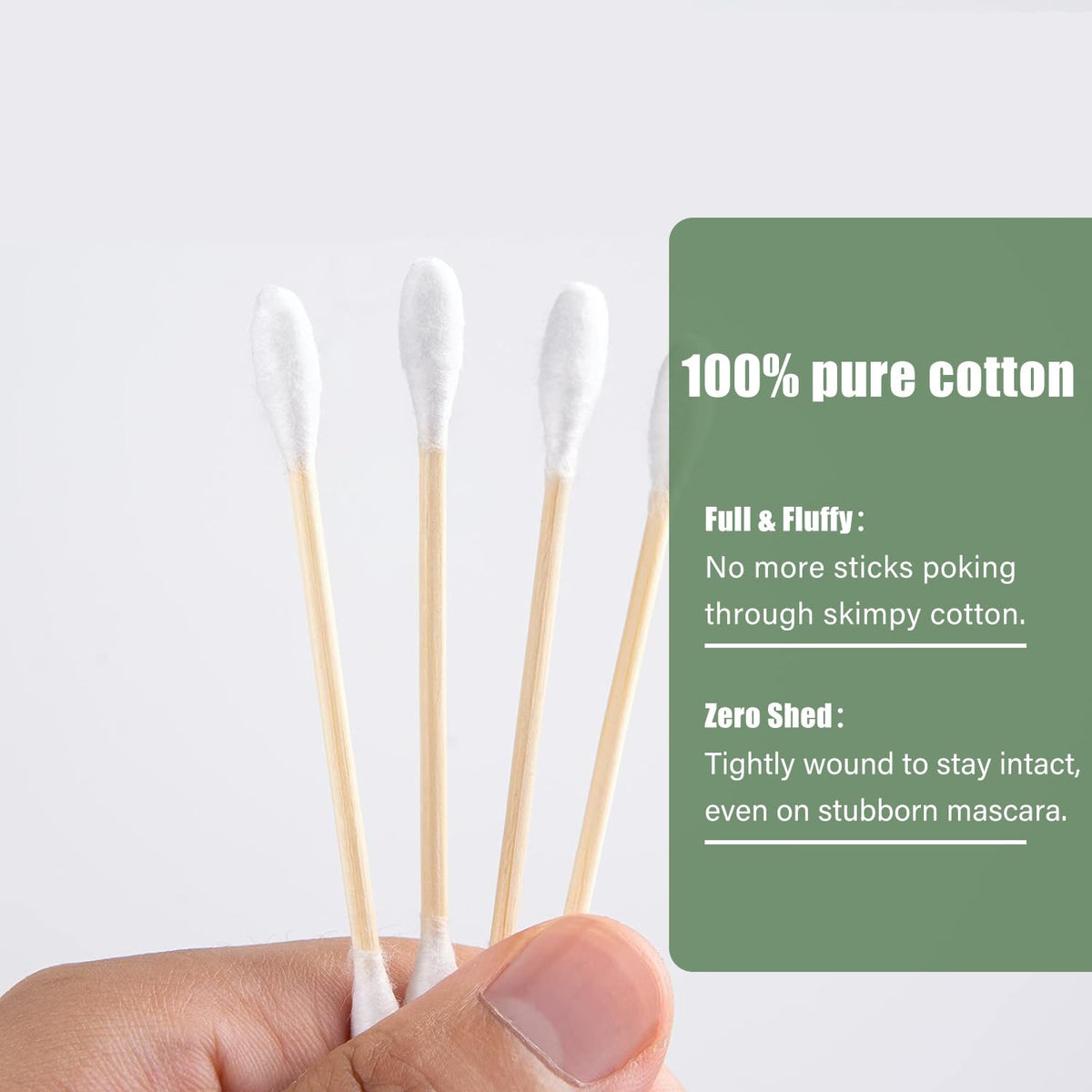 MONCOM 500 Count Double Round Thick Tips Cotton Swabs, Strong Bamboo Sticks