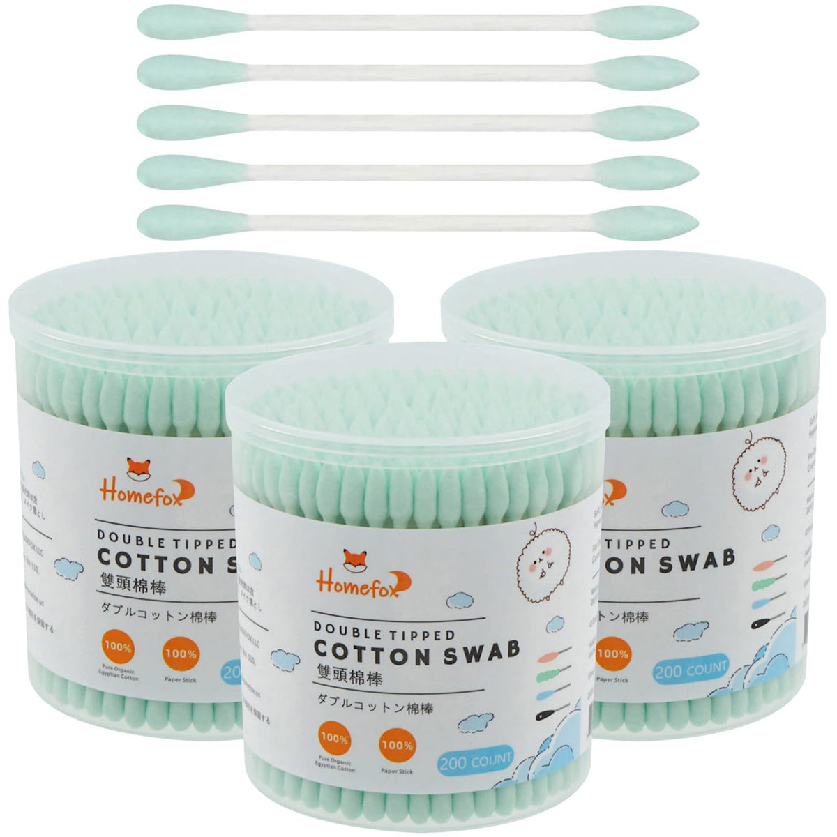 Cotton Swabs Precision Pointed - 400 Count Pointy Organic Cotton Buds Double Side Tightly Wrapped Cotton Tips Paper Stick Soft Gentle Lint-Free Cruelty-Free, Pointy & Round (White)