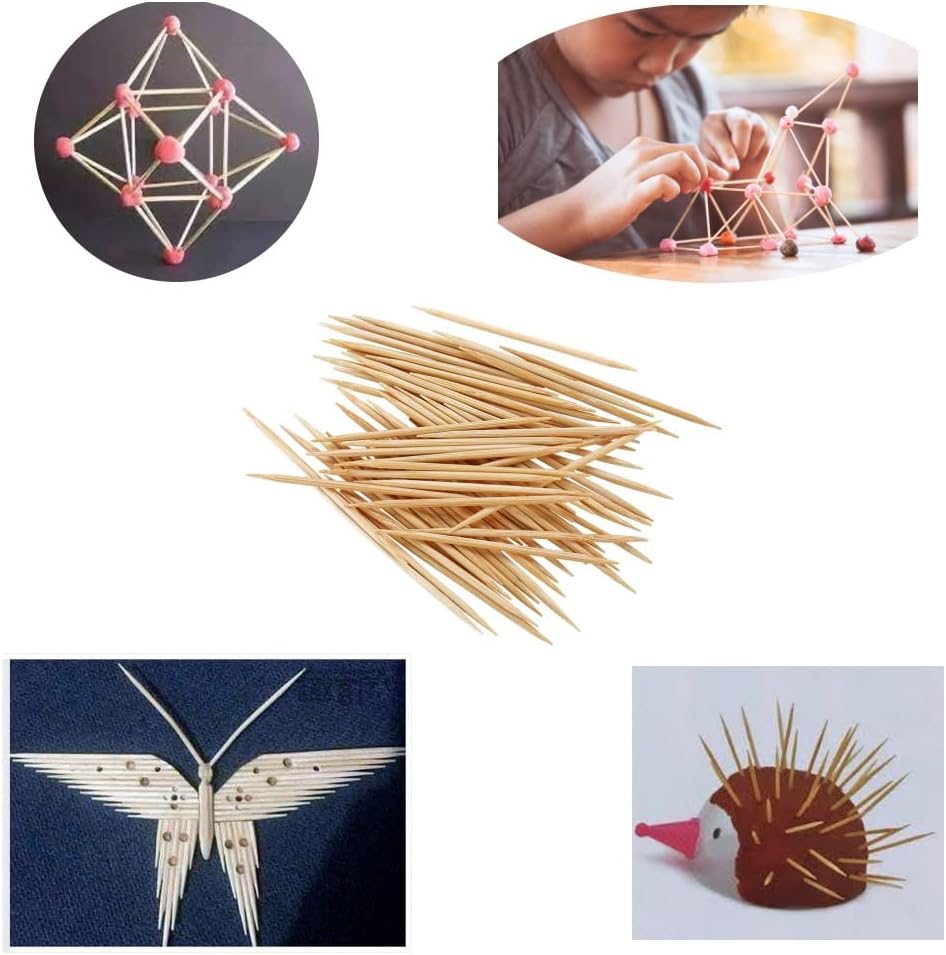 Gmark GM1021 Round Hotel Toothpicks, 2.5 Inch Natural Wooden, 3 Boxes Pack, 2400 Count Total