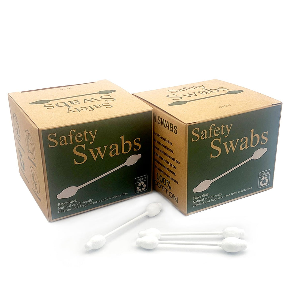160Pcs Safety Cotton Swabs,Baby cottonbuds Large tip with Paper Stick