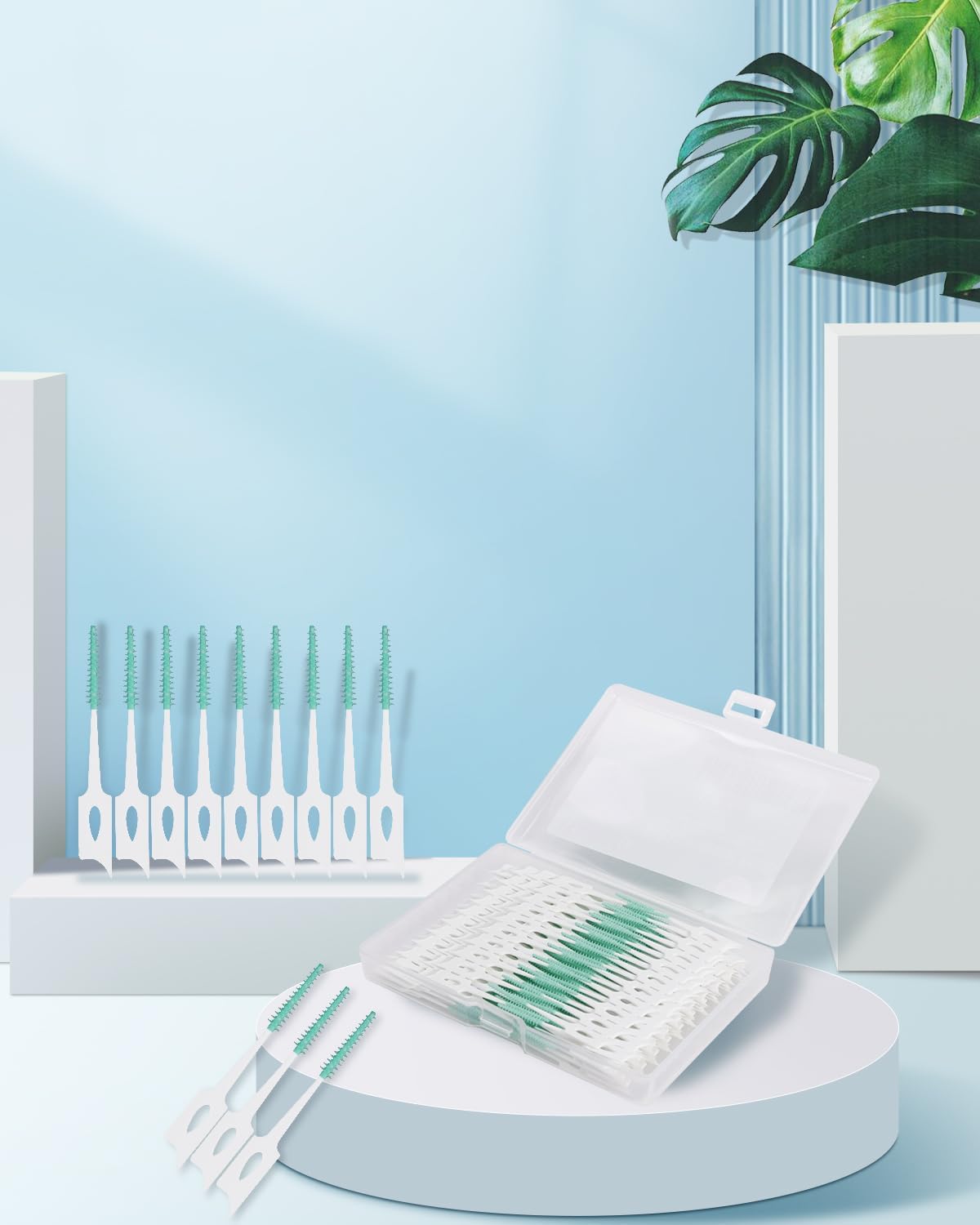 200 PCS Soft Dental Floss Picks, Dental Picks with case, Toothpicks Brush Between Teeth, Tooth Flossing Brush Disposable for Cleaning, Toothbrush Clean Tool, Green Color