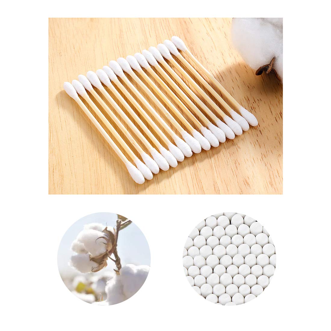 Cotton Swabs 2000ct (20 Pack) With Wooden Sticks, Double-Tipped Cotton Buds