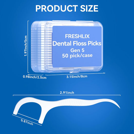FRESHLIX Dental Floss Picks 500 Count Tooth Picks Flossers Gen 3 Toothpicks Sticks to Remove Plaque & Protect Gingivae for Adults & Kids Teeth Cleaning