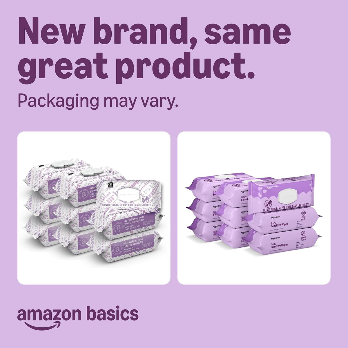 Amazon Basics Baby Wipes, Sensitive, 810 Count, Flip-Top Packs, Pack of 9 (Previously Amazon Elements)
