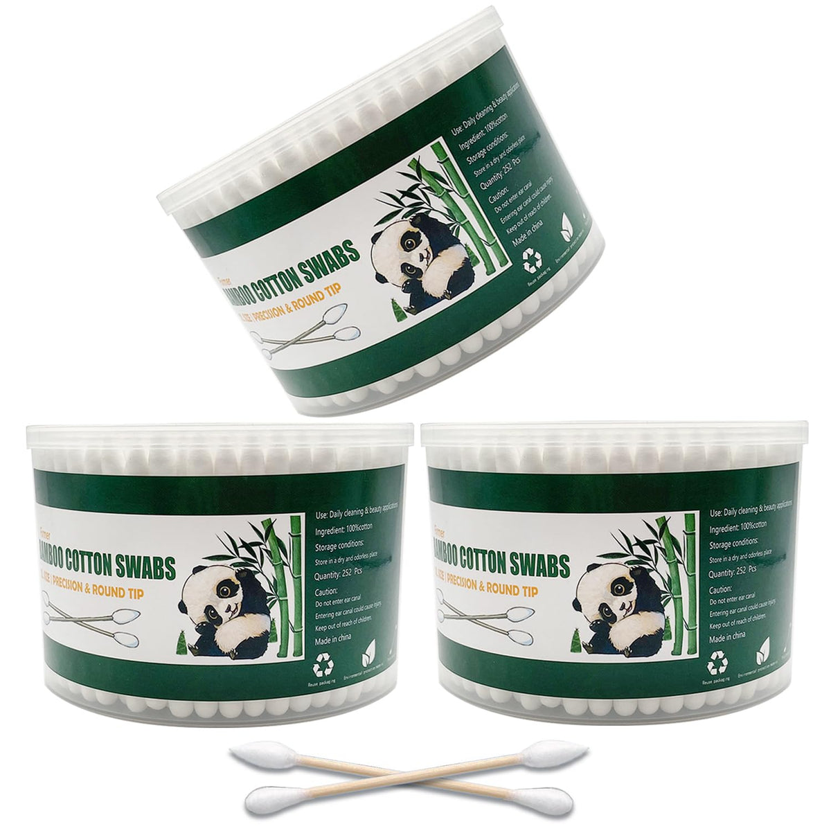 Thick Cotton Swabs,XL Size Natural Bamboo Cotton Buds,Organic Biodegradable, Large Double Tips Swabs, Extra Absorbent Cotton Swabs For Cleaning