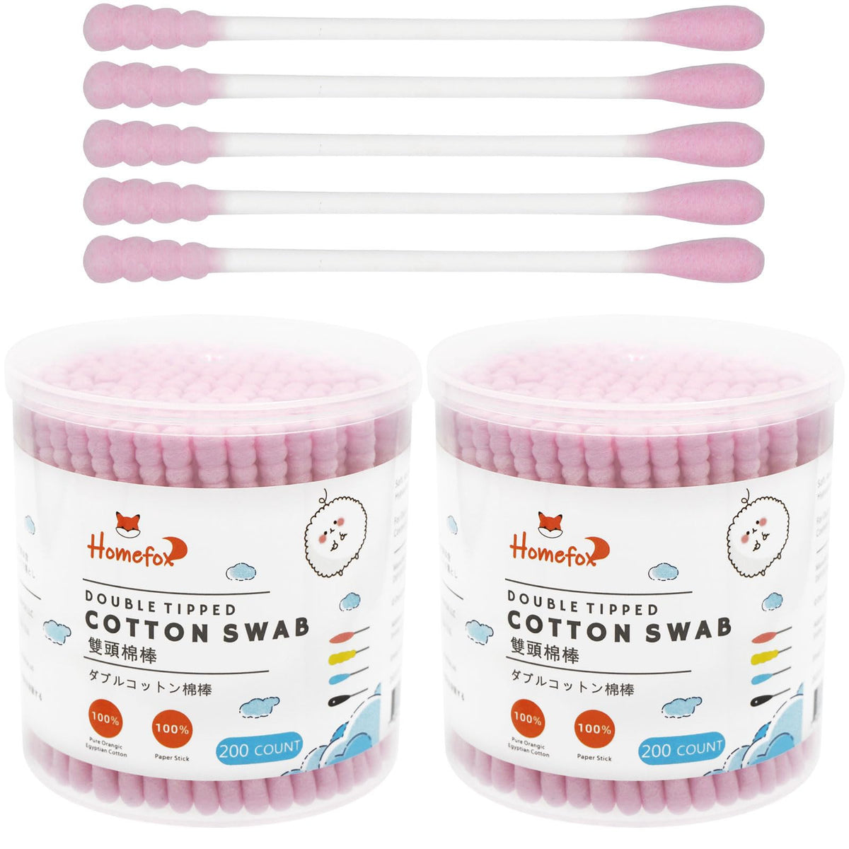Cotton Swabs Spiral - 600 Count Organic Cotton Buds Double Side Tightly Wrapped Cotton Tips Paper Stick Soft Gentle Lint-Free Cruelty-Free, Round & Spiral (White)