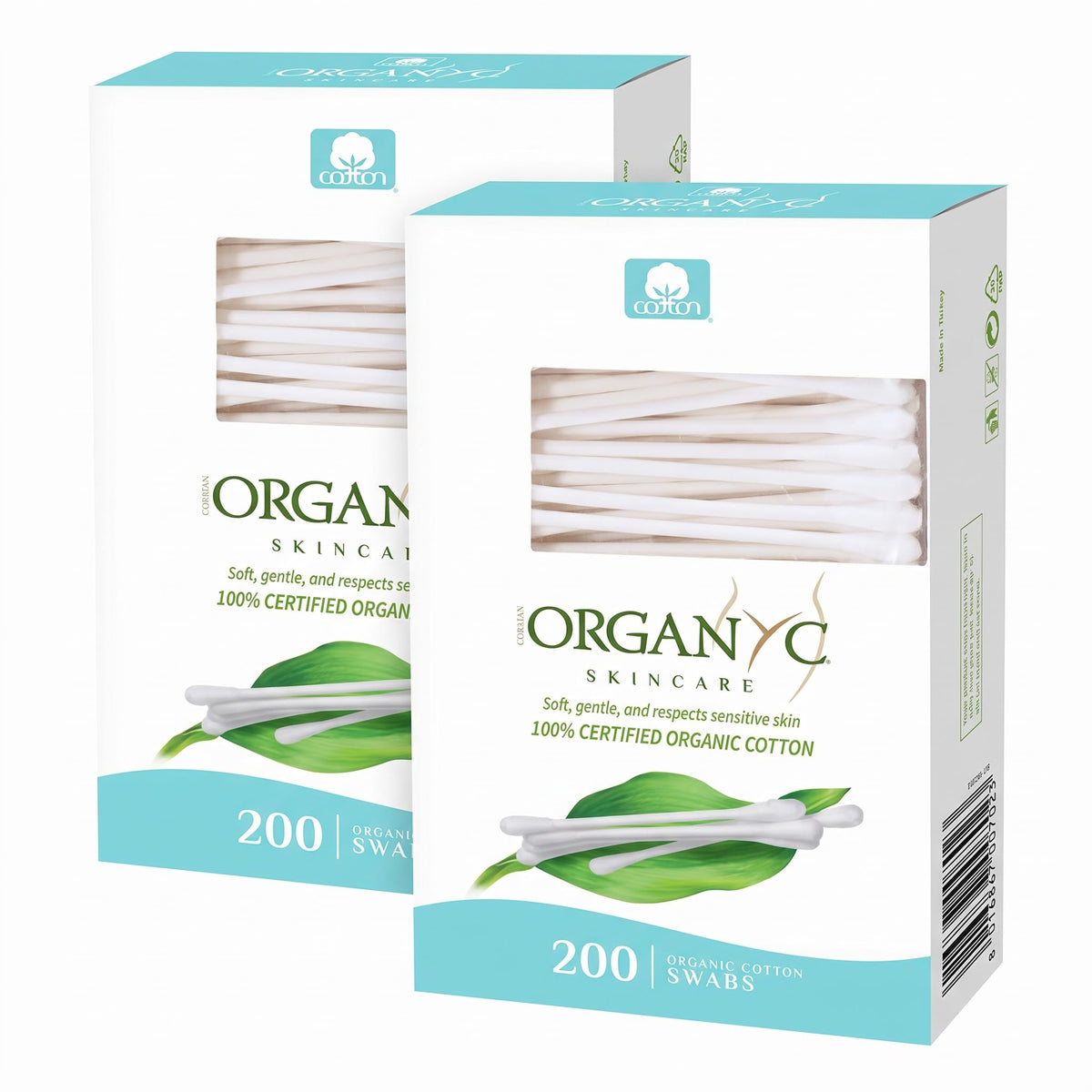 Organyc 100% Certified Organic Cotton Swabs - No Man-Made Materials, 200 Count, White