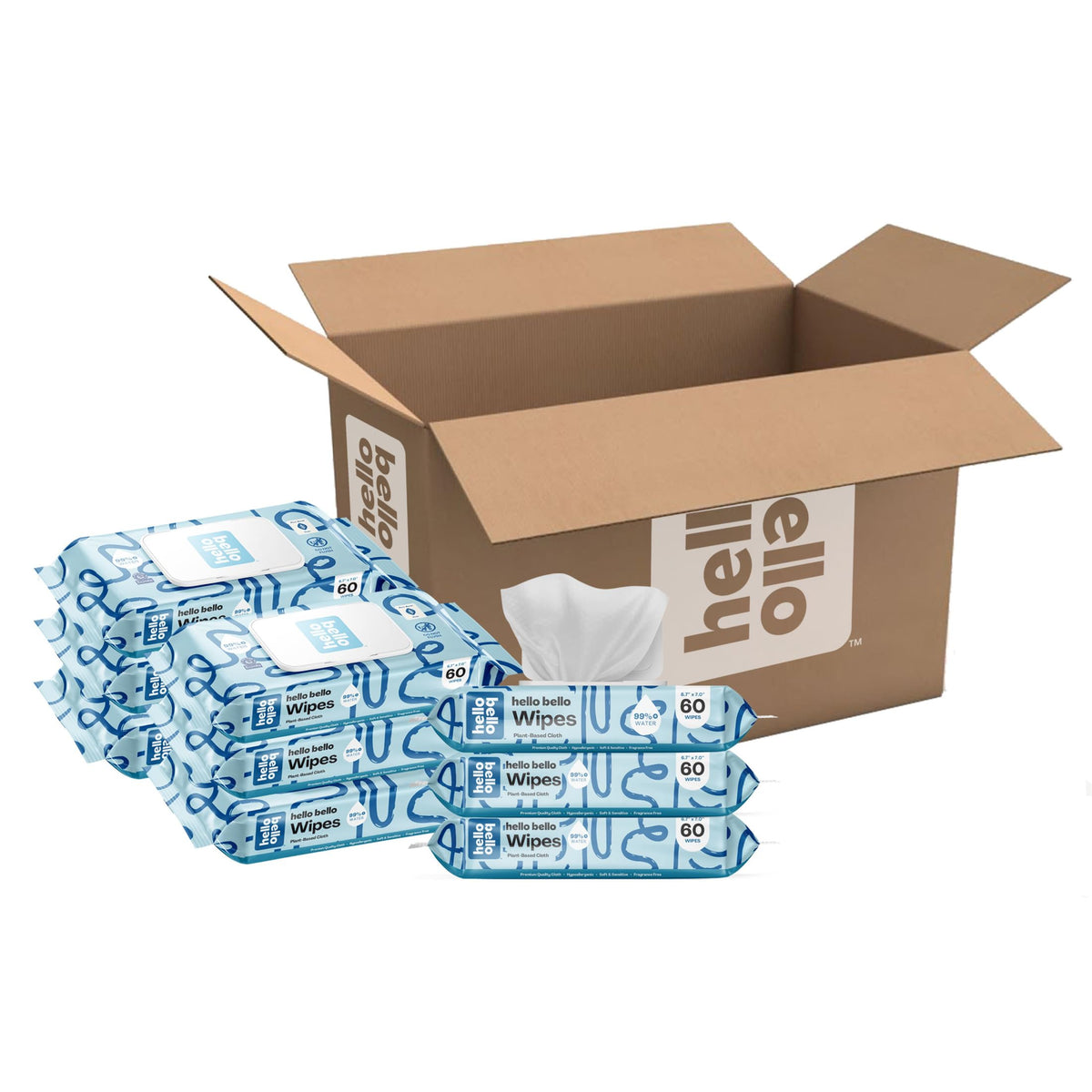 Hello Bello Premium Baby Wipes (Simply Sage) Fragrance-Free 12pk = 720ct