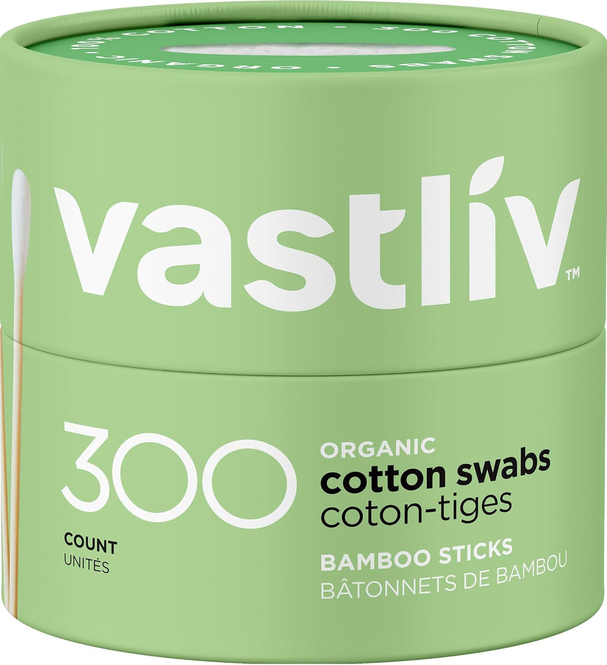 Organic Bamboo Cotton Swabs, 300 Count