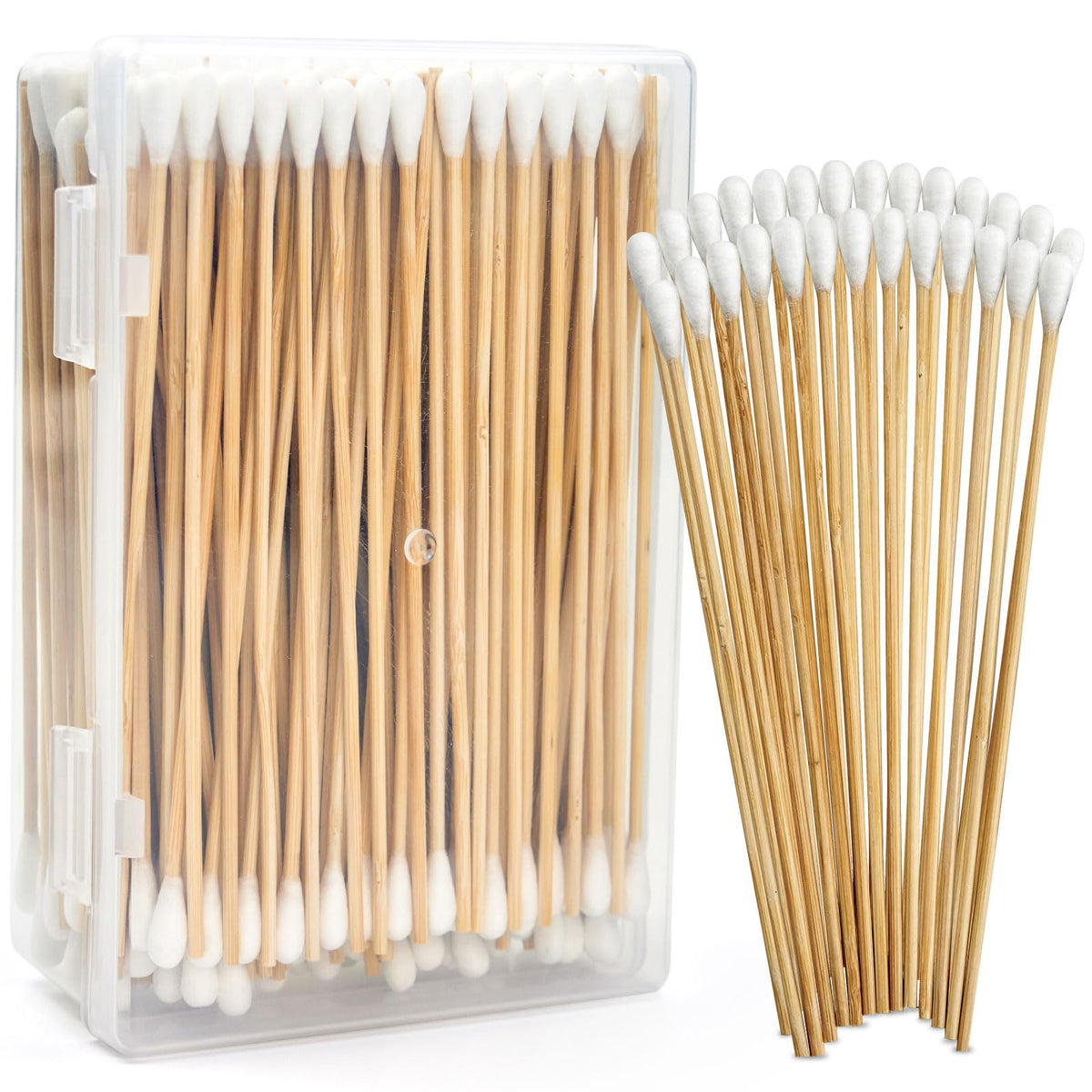 200PCS Large Cotton Swabs in Storage Box, 6 Inch Dog Ear Swabs