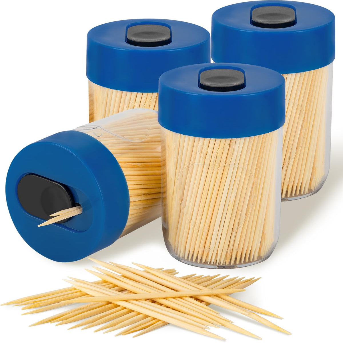 Sturdy Toothpick Holder with 800 Natural Toothpicks Wooden 2Pack Green