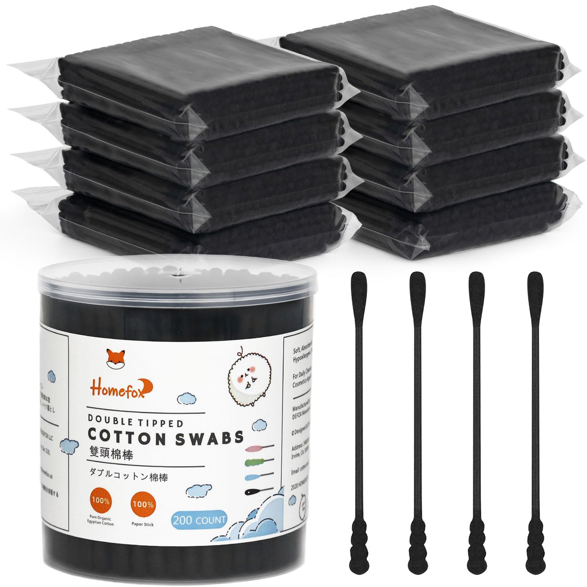 Cotton Swabs Spiral - 600 Count Organic Cotton Buds Double Side Tightly Wrapped Cotton Tips Paper Stick Soft Gentle Lint-Free Cruelty-Free, Round & Spiral (White)